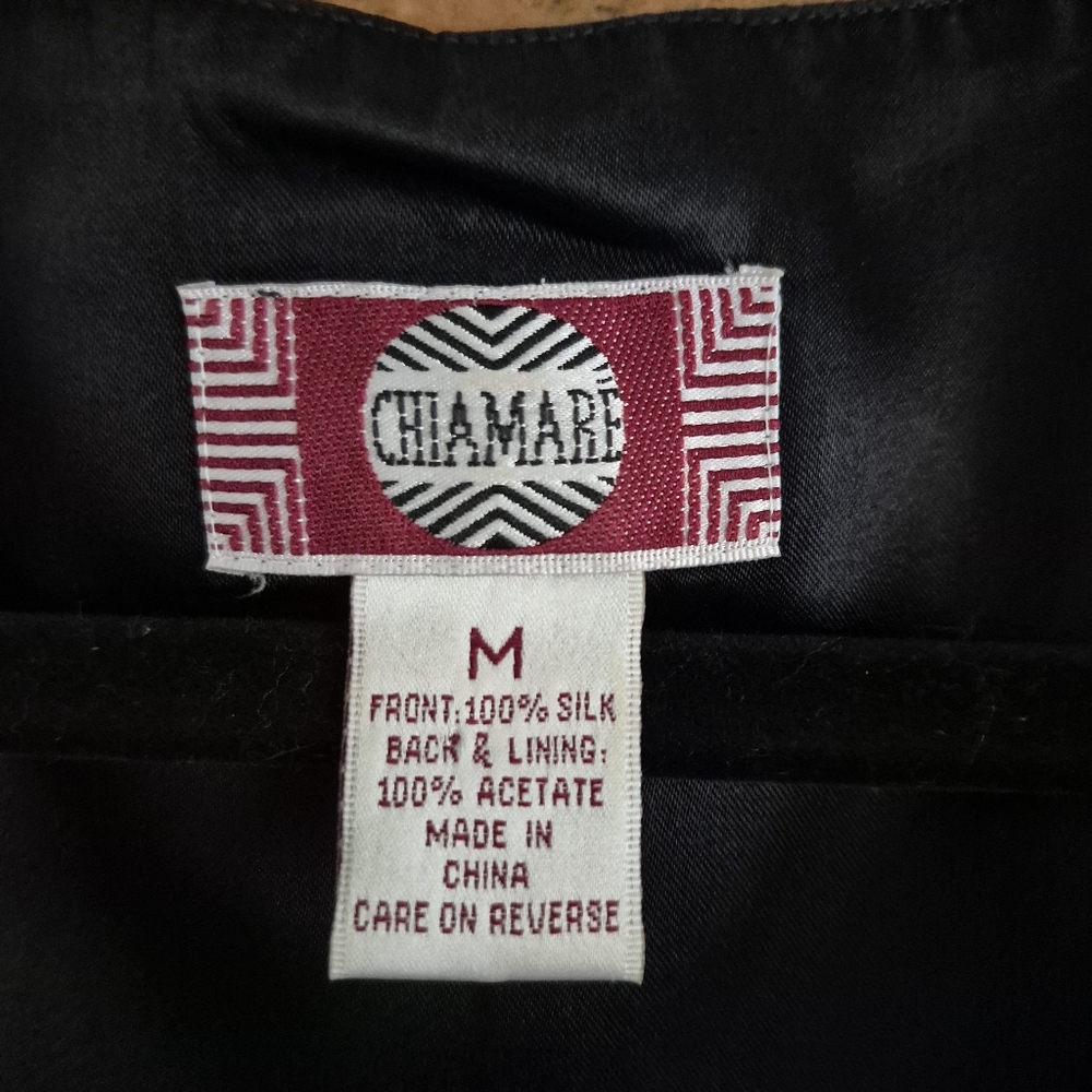 VTG 90s Chiamare Silk Paisley Print Vest Mens M Button Front Adjustable Tie Back - Picture 2 of 7